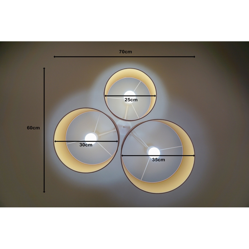 Duolla - Kattovalo ROLLER TRIO 3xE27/60W/230V vaaleanpunainen