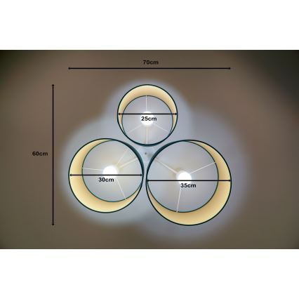 Duolla - Kattovalo ROLLER TRIO 3xE27/60W/230V vihreä/kulta