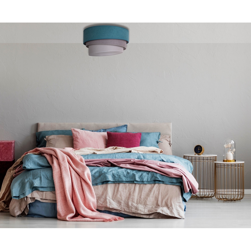 Duolla - Kattovalo TRIO 1xE27/15W/230V halk. 45 cm turkoosi/harmaa/valkoinen