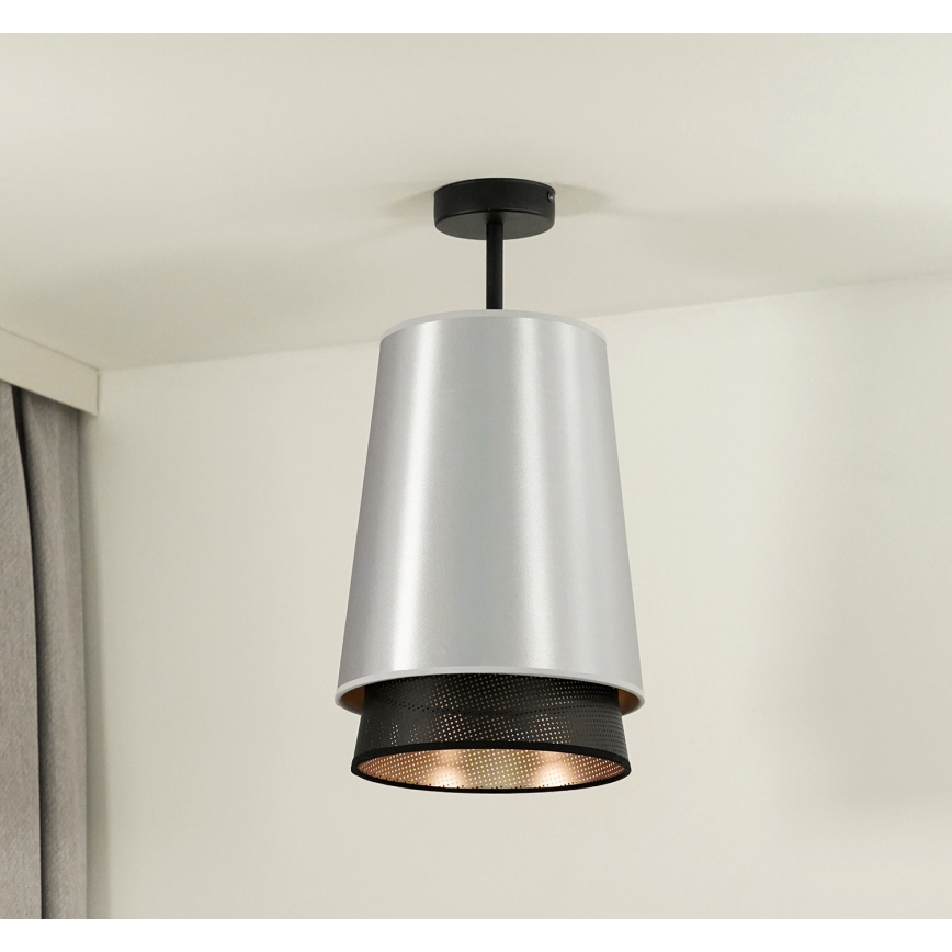 Duolla - Kiinteä kattokruunu BELL SHINY 1xE27/15W/230V halkaisija 25 cm hopea/musta