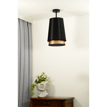 Duolla - Kiinteä kattokruunu BELL SHINY 1xE27/15W/230V halkaisija 25 cm musta/kupari