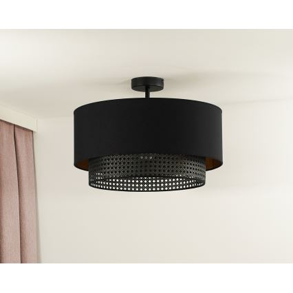 Duolla - Kiinteä kattokruunu BOHO RATTAN 1xE27/15W/230V halkaisija 45 cm musta