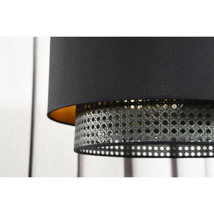 Duolla - Kiinteä kattokruunu BOHO RATTAN 1xE27/15W/230V halkaisija 45 cm musta