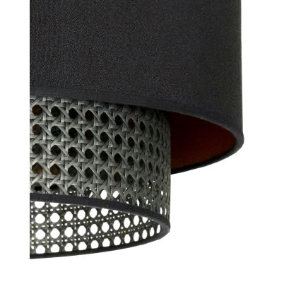 Duolla - Kiinteä kattokruunu BOHO RATTAN 1xE27/15W/230V halkaisija 45 cm musta