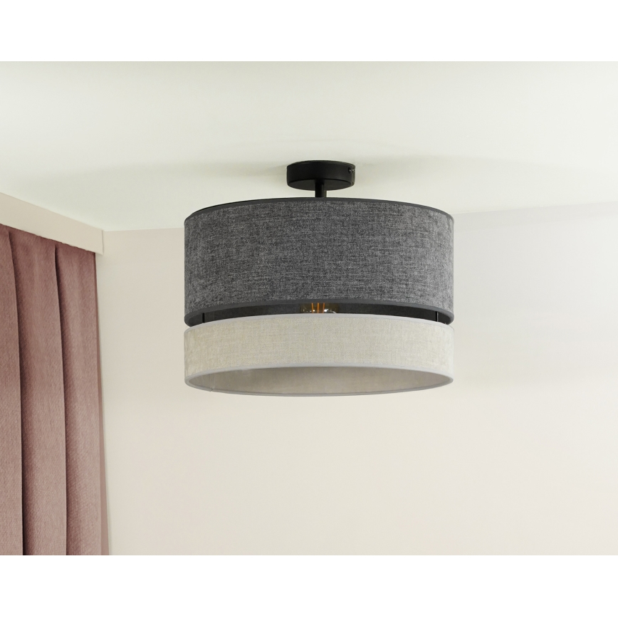 Duolla - Kiinteä kattokruunu DOUBLE 1xE27/15W/230V halkaisija 40 cm harmaa