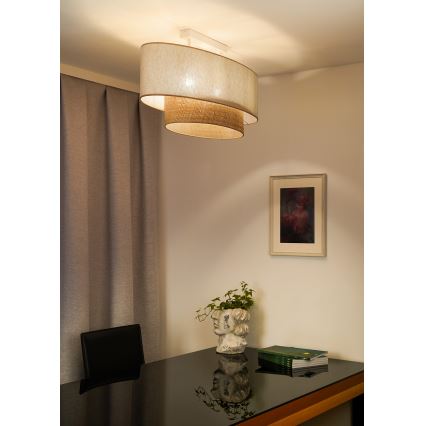 Duolla - Kiinteä kattokruunu DOUBLE OVAL NATURE 2xE27/15W/230V kerma/beige