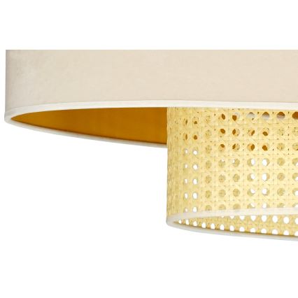 Duolla - Kiinteä kattokruunu DOUBLE OVAL RATTAN 2xE27/15W/230V kerma/rottinki