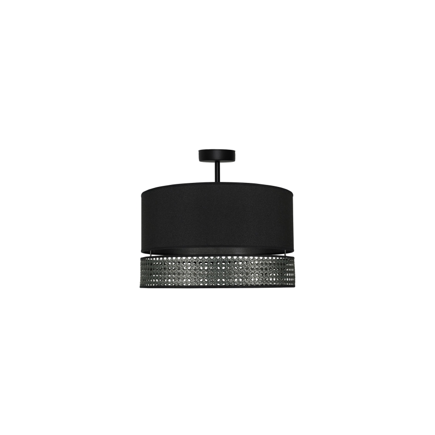 Duolla - Kiinteä kattokruunu DOUBLE RATTAN 1xE27/15W/230V halkaisija 40 cm musta