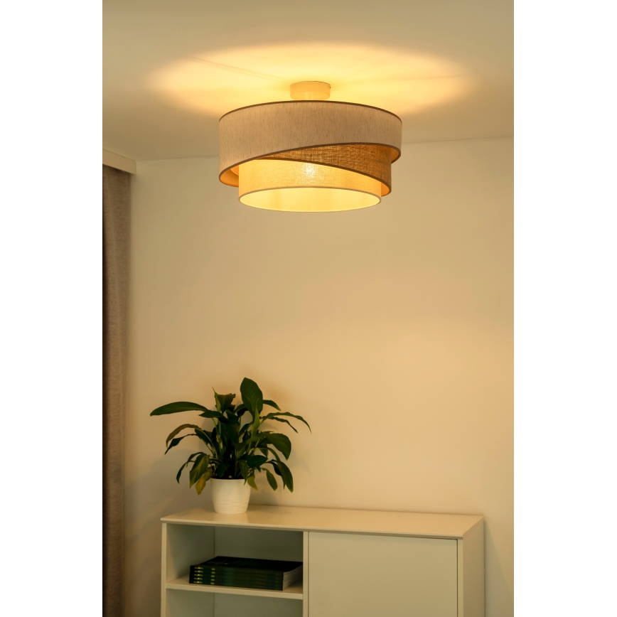 Duolla - Kiinteä kattokruunu KOBO 1xE27/15W/230V halkaisija 45 cm beige/ruskea/valkoinen