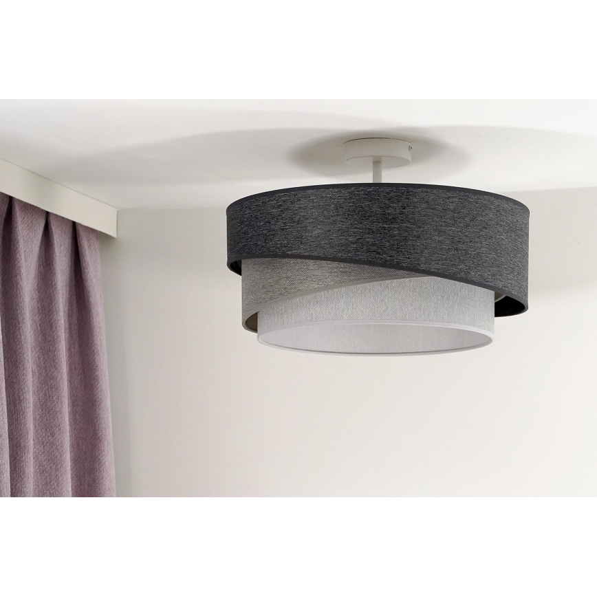 Duolla - Kiinteä kattokruunu KOBO 1xE27/15W/230V halkaisija 45 cm harmaa/valkoinen