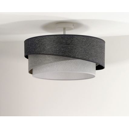 Duolla - Kiinteä kattokruunu KOBO 1xE27/15W/230V halkaisija 45 cm harmaa/valkoinen