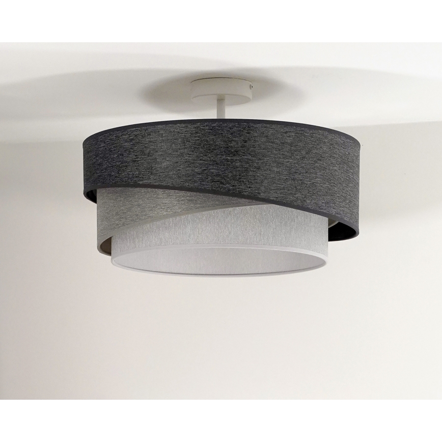 Duolla - Kiinteä kattokruunu KOBO 1xE27/15W/230V halkaisija 45 cm harmaa/valkoinen