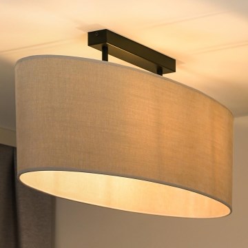 Duolla - Kiinteä kattokruunu OVAL 2xE27/15W/230V harmaa