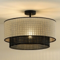 Duolla - Kiinteä kattokruunu RATTAN YUTE 1xE27/15W/230V halkaisija 45 cm kerma/musta