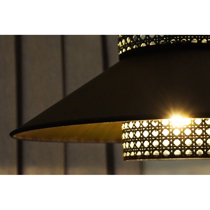 Duolla - Kiinteä kattokruunu RIO RATTAN 1xE27/15W/230V halkaisija 45 cm musta/kulta