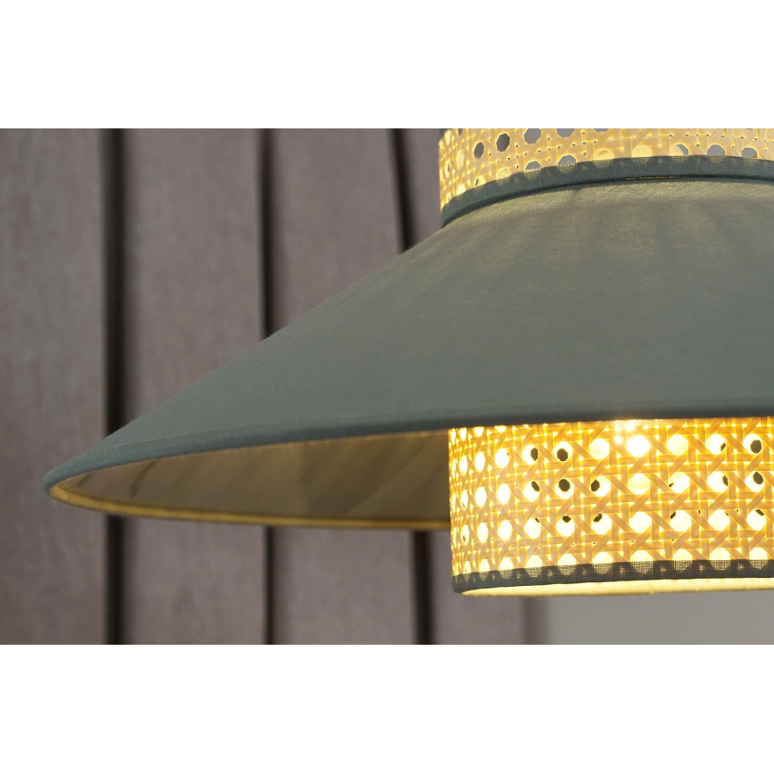 Duolla - Kiinteä kattokruunu RIO RATTAN 1xE27/15W/230V halkaisija 45 cm vihreä/rottinki