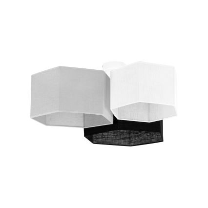 Duolla - Kiinteä kattokruunu ROLLER TRIO HEX 3xE27/15W/230V musta/harmaa/valkoinen