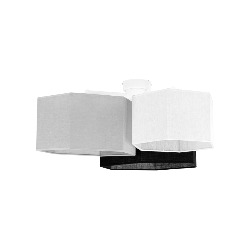 Duolla - Kiinteä kattokruunu ROLLER TRIO HEX 3xE27/15W/230V musta/harmaa/valkoinen