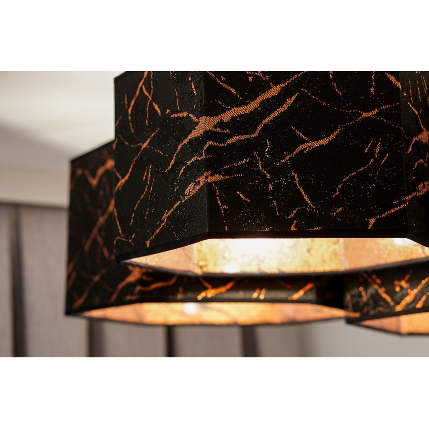 Duolla - Kiinteä kattokruunu ROLLER TRIO HEX 3xE27/15W/230V musta/kupari