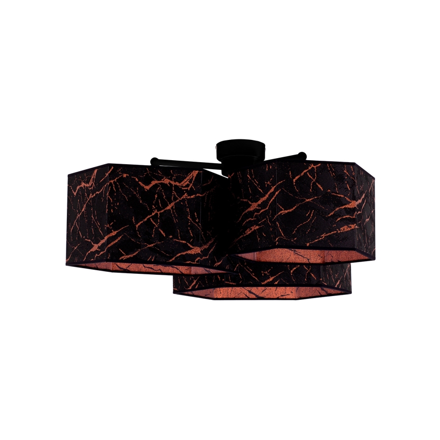 Duolla - Kiinteä kattokruunu ROLLER TRIO HEX 3xE27/15W/230V musta/kupari