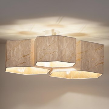 Duolla - Kiinteä kattokruunu ROLLER TRIO HEX 3xE27/15W/230V valkoinen/kulta