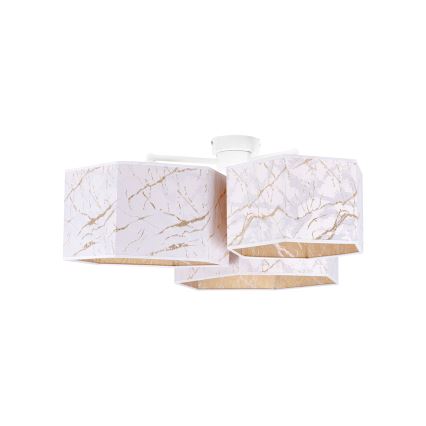 Duolla - Kiinteä kattokruunu ROLLER TRIO HEX 3xE27/15W/230V valkoinen/kulta