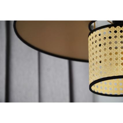 Duolla - Kiinteä kattokruunu TOKYO RATTAN 1xE27/15W/230V halkaisija 50 cm kulta/rottinki