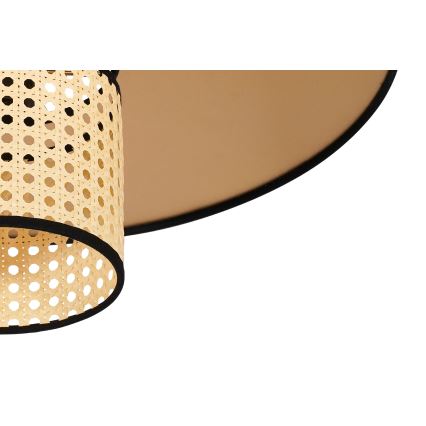 Duolla - Kiinteä kattokruunu TOKYO RATTAN 1xE27/15W/230V halkaisija 50 cm kulta/rottinki