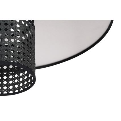 Duolla - Kiinteä kattokruunu TOKYO RATTAN 1xE27/15W/230V halkaisija 50 cm musta/hopea