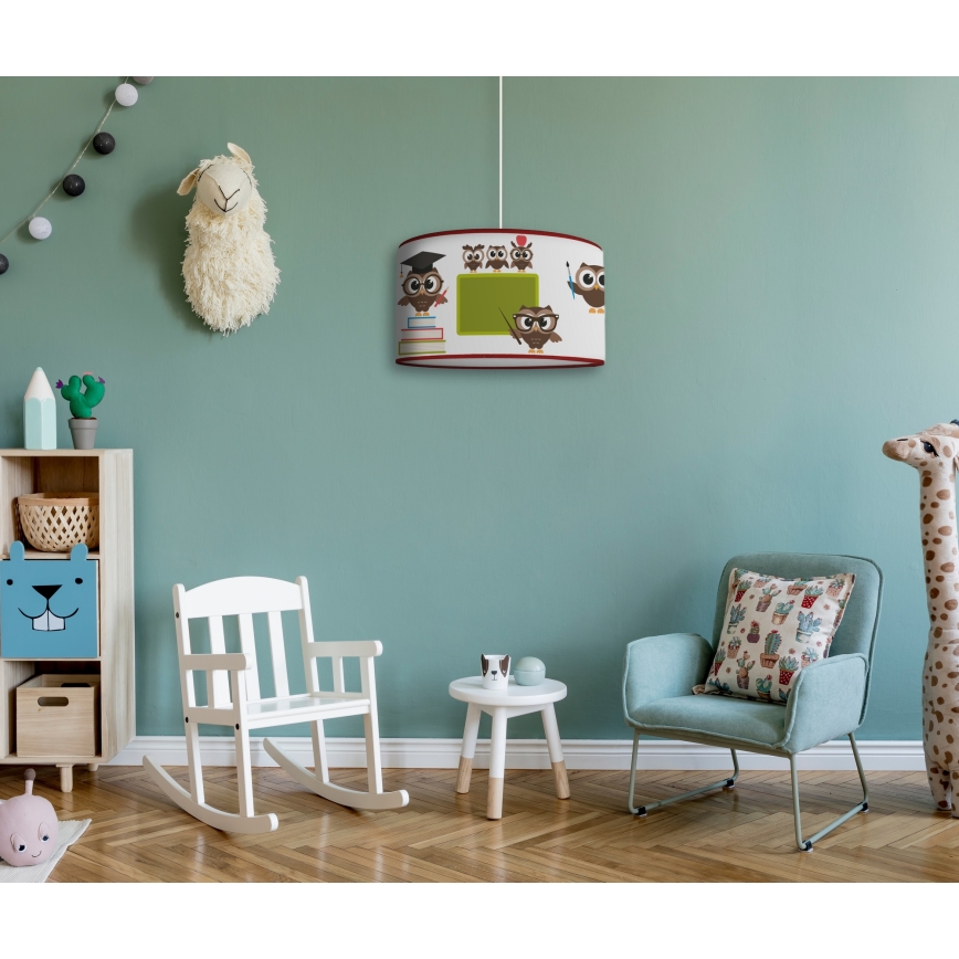 Duolla - Lasten riipuskattokruunu johdossa OWLS MULTI 1xE27/15W/230V halkaisija 35 cm