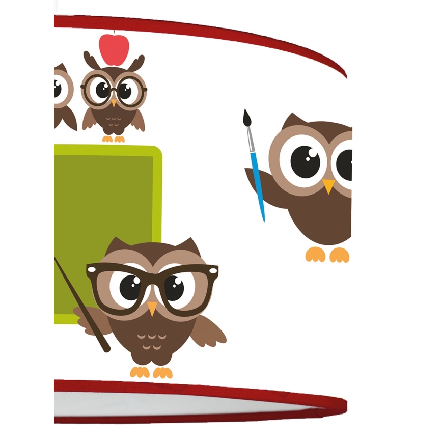 Duolla - Lasten riipuskattokruunu johdossa OWLS MULTI 1xE27/15W/230V halkaisija 35 cm