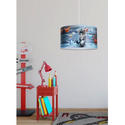 Duolla - Lasten riipuskattokruunu johdossa SWEET CAT 1xE27/15W/230V halkaisija 35 cm