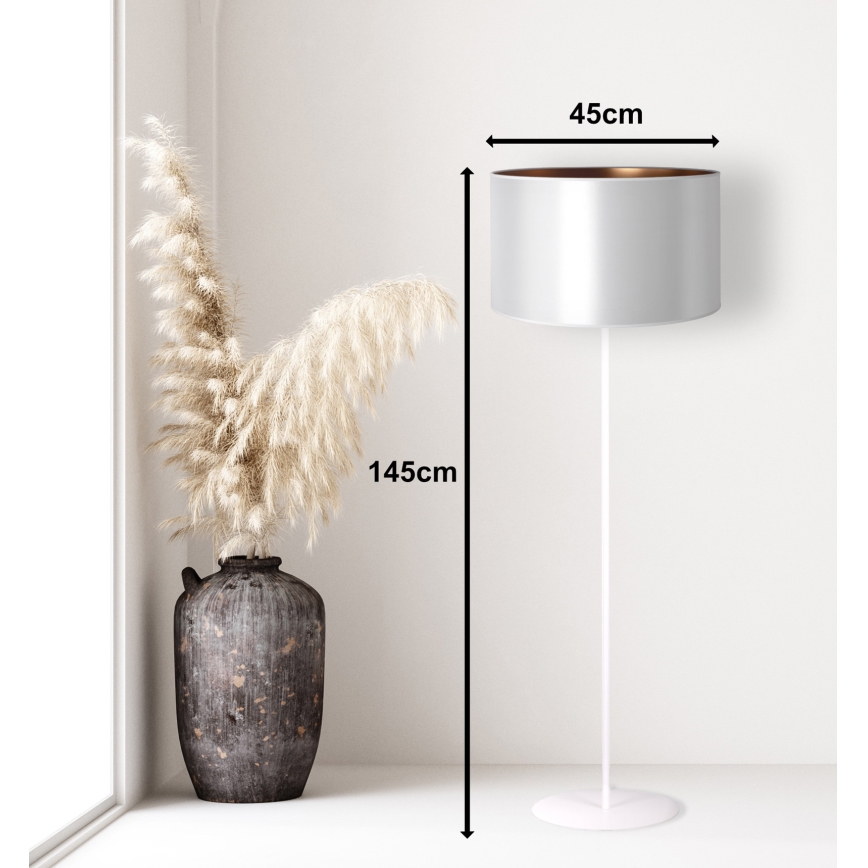 Duolla - Lattialamppu CANNES 1xE27/15W/230V halkaisija 45 cm hopea/kupari/valkoinen