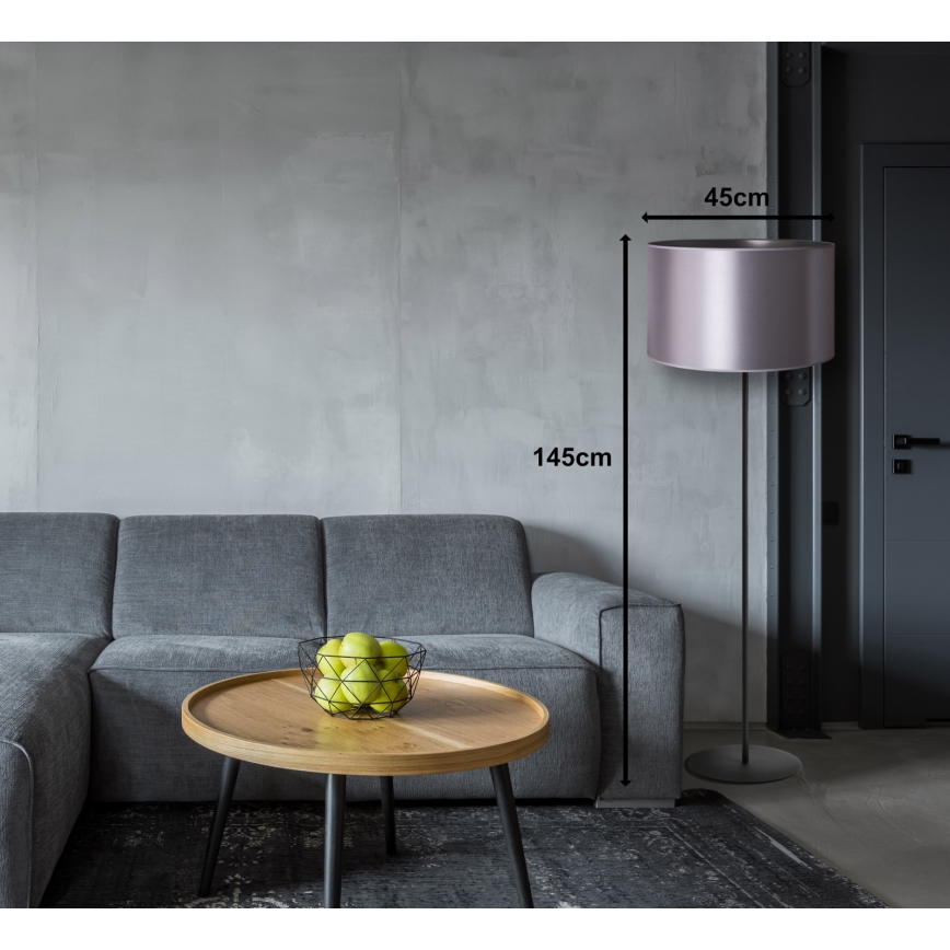 Duolla - Lattialamppu CANNES 1xE27/15W/230V halkaisija 45 cm hopea/musta