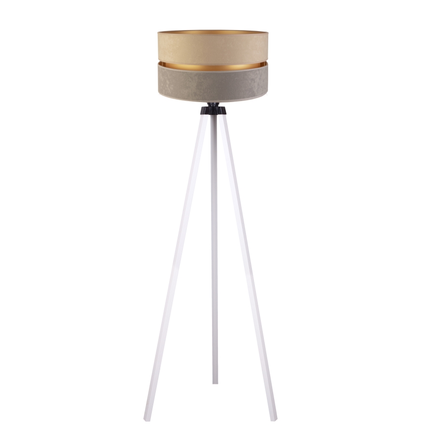 Duolla - Lattialamppu DUO 1xE27/60W/230V halkaisija 44 cm beige/harmaa/valkoinen