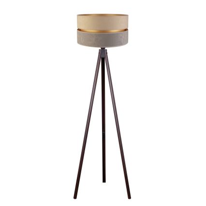 Duolla - Lattialamppu DUO 1xE27/60W/230V halkaisija 44 cm beige/harmaa/wenge