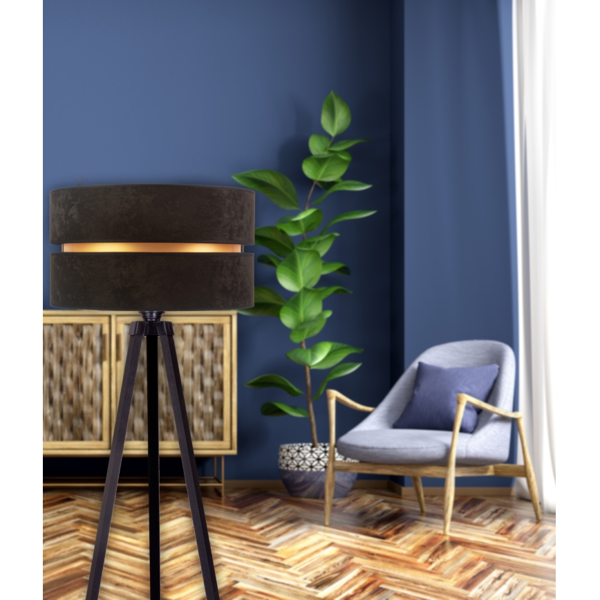 Duolla - Lattialamppu DUO 1xE27/60W/230V halkaisija 44 cm musta/wenge