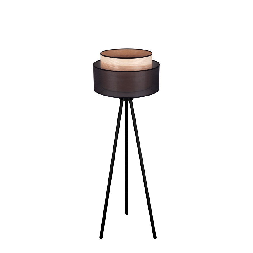 Duolla - Lattialamppu WOOD BOHO 1xE27/15W/230V halkaisija 45 cm musta/beige