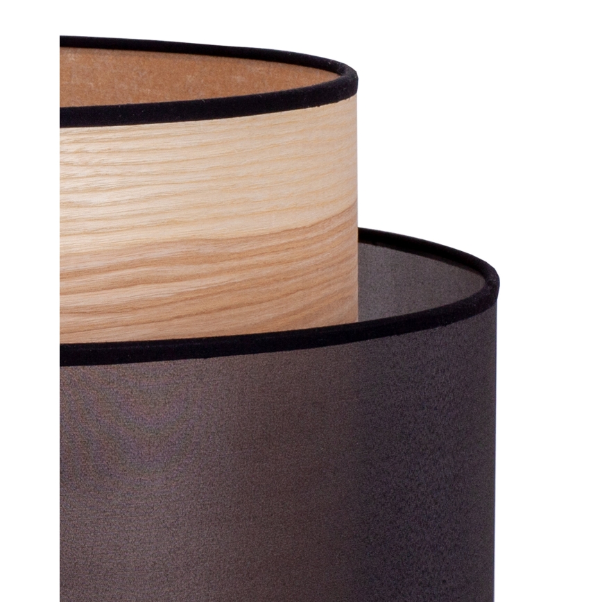 Duolla - Lattialamppu WOOD BOHO 1xE27/15W/230V halkaisija 45 cm musta/beige