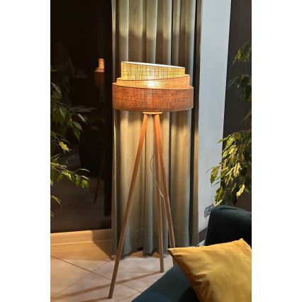 Duolla - Lattialamppu YUTE TRIO 1xE27/15W/230V halkaisija 45 cm ruskea/harmaa/beige