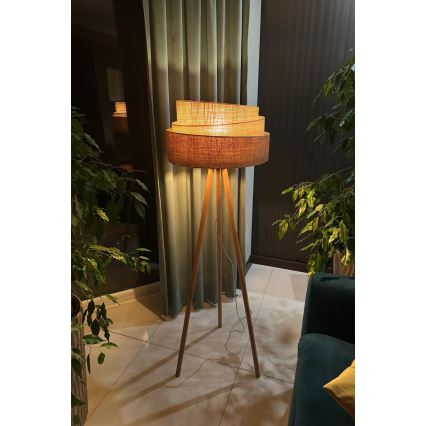 Duolla - Lattialamppu YUTE TRIO 1xE27/15W/230V halkaisija 45 cm ruskea/harmaa/beige