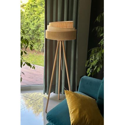 Duolla - Lattialamppu YUTE TRIO 1xE27/15W/230V halkaisija 45 cm ruskea/harmaa/beige