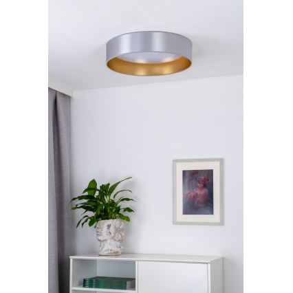 Duolla - LED-kattovalaisin ROLLER LED/24W/230V halkaisija 45 cm hopea/kulta