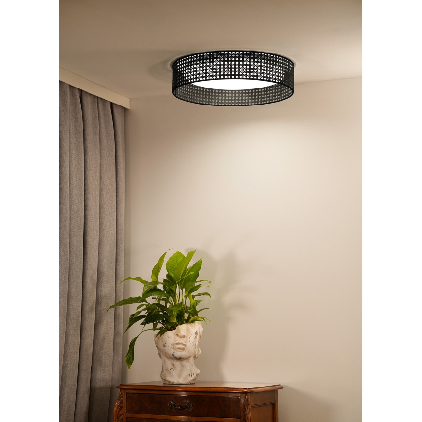 Duolla - LED-kattovalaisin ROLLER RATTAN LED/24W/230V halkaisija 45 cm musta