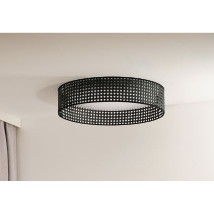Duolla - LED-kattovalaisin ROLLER RATTAN LED/24W/230V halkaisija 45 cm musta