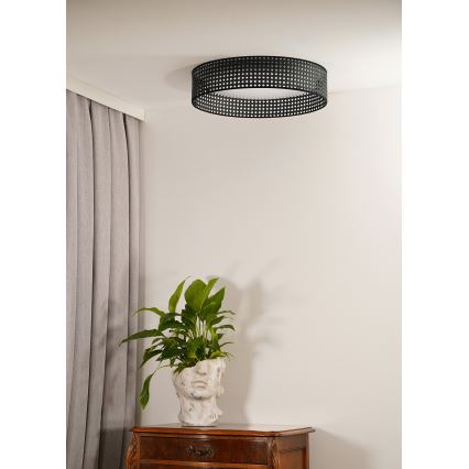 Duolla - LED-kattovalaisin ROLLER RATTAN LED/24W/230V halkaisija 45 cm musta