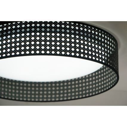 Duolla - LED-kattovalaisin ROLLER RATTAN LED/24W/230V halkaisija 45 cm musta