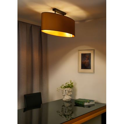 Duolla - Kiinnitettävä kattovalaisin OVAL VEGAN 2xE27/15W/230V ruskea