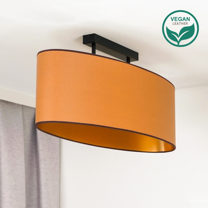 Duolla - Kiinnitettävä kattovalaisin OVAL VEGAN 2xE27/15W/230V ruskea