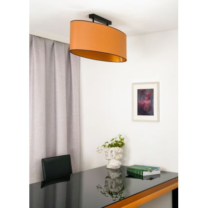 Duolla - Kiinnitettävä kattovalaisin OVAL VEGAN 2xE27/15W/230V ruskea